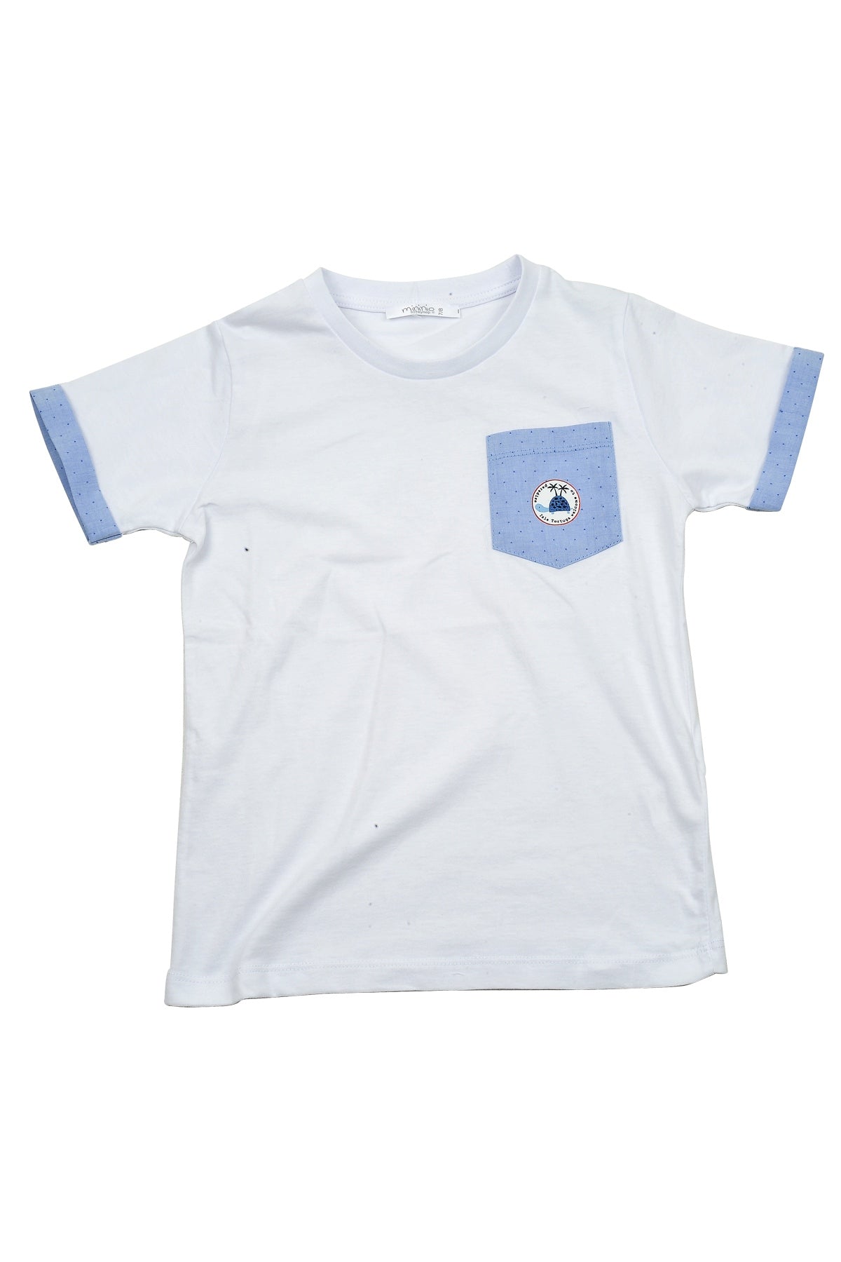 Erkek Çocuk Beyaz Cepli Kol Parçalı T-Shirt (5-14yaş)-2