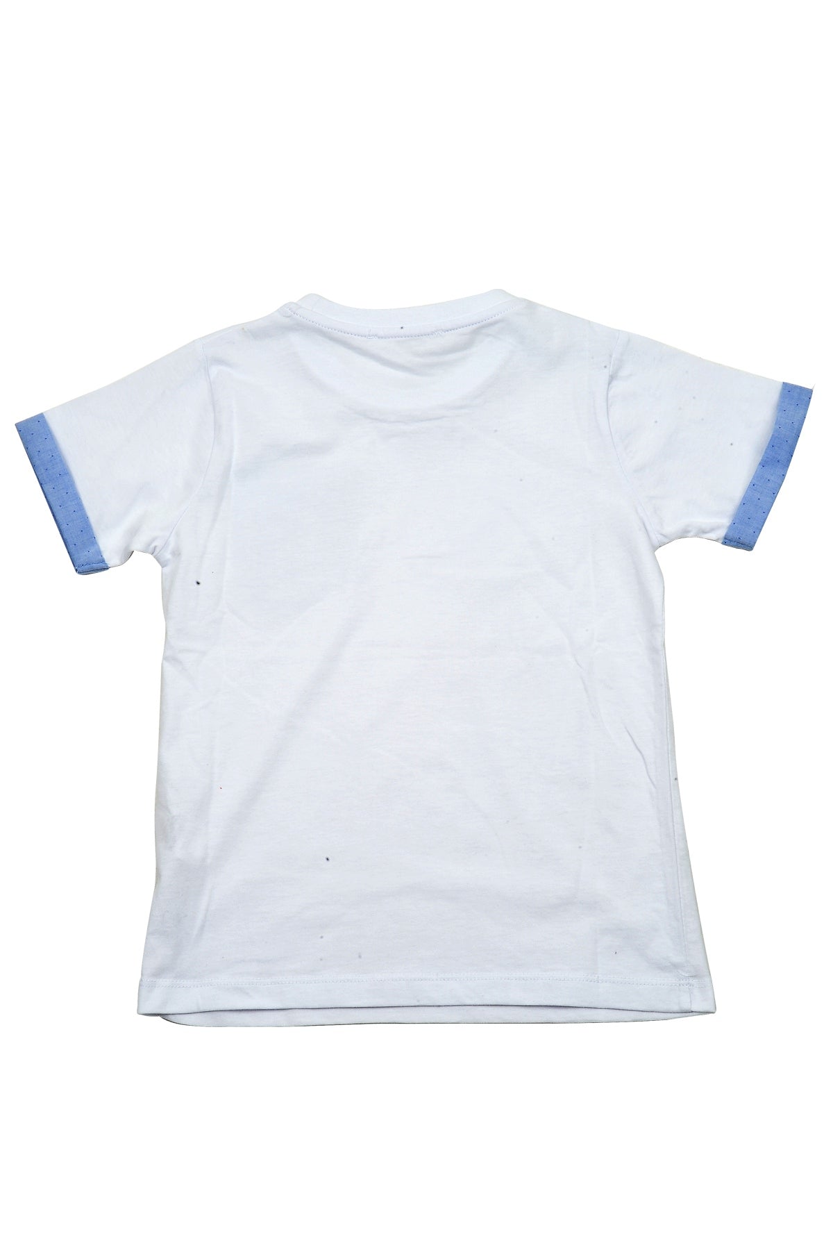 Erkek Çocuk Beyaz Cepli Kol Parçalı T-Shirt (5-14yaş)-3
