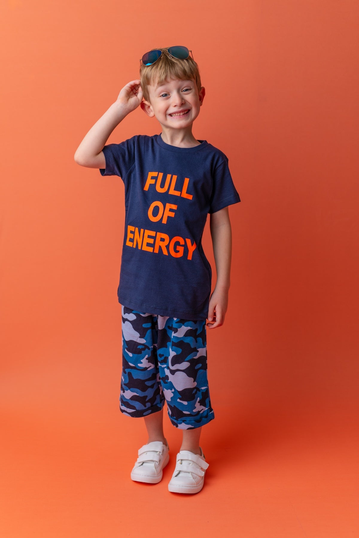 Erkek Çocuk Mavi Full of Energy T-Shirt ve Şort Takım (5-14yaş)-0