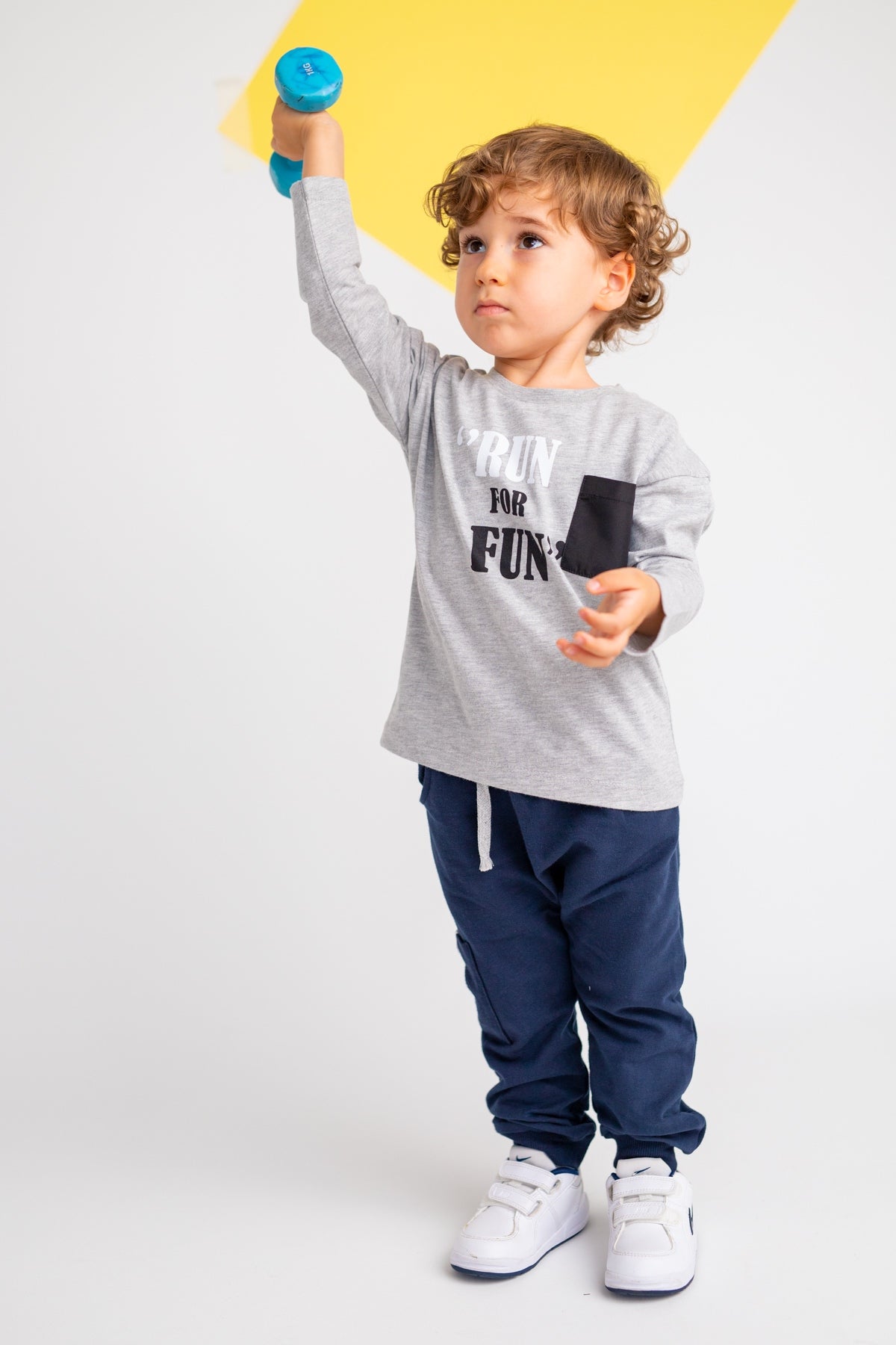 Erkek Bebek Grimelanj Run For Fun Baskılı Siyah Cep Detaylı Uzun Kollu T-Shirt (9ay-4yaş)-2