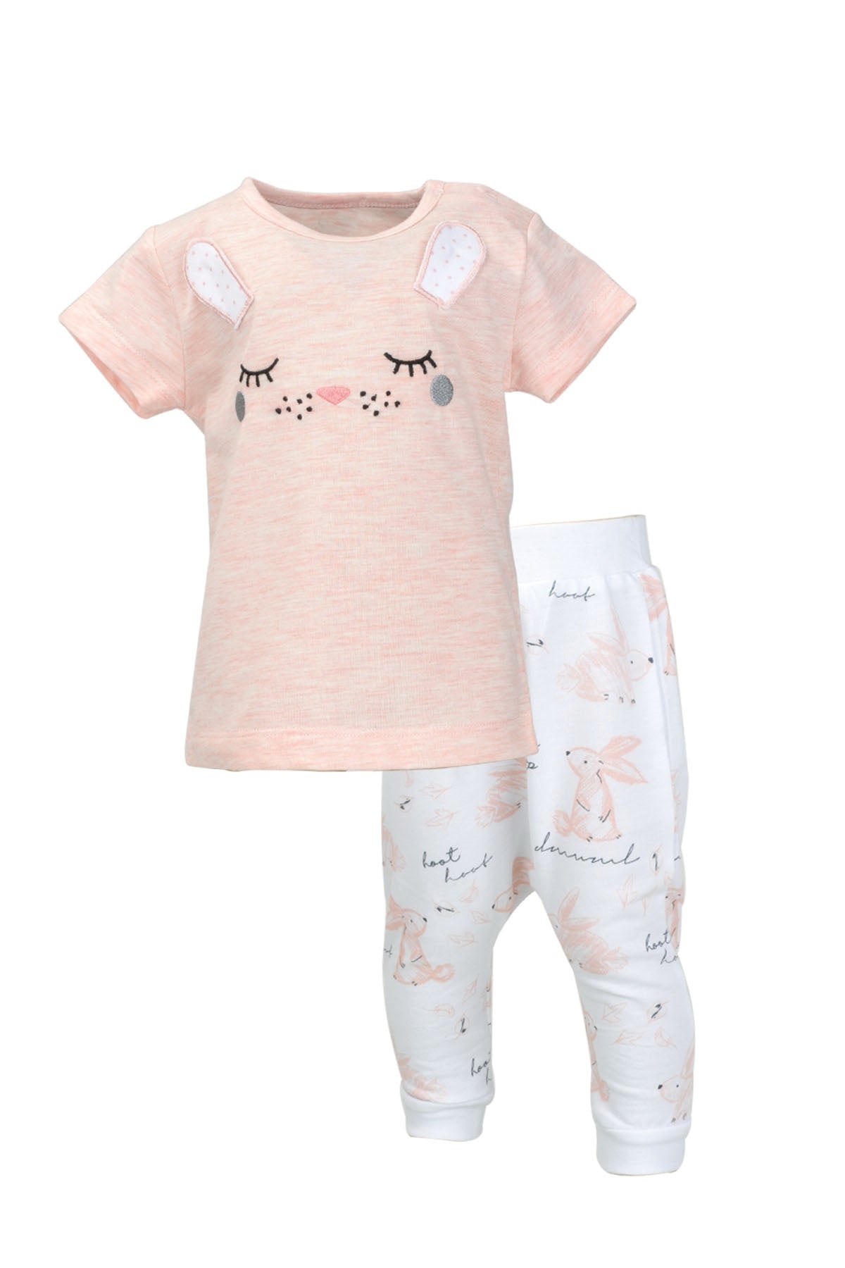 Kız Bebek Pembe Bunny Şalvar ve T-Shirt Takım (3-24ay)-2