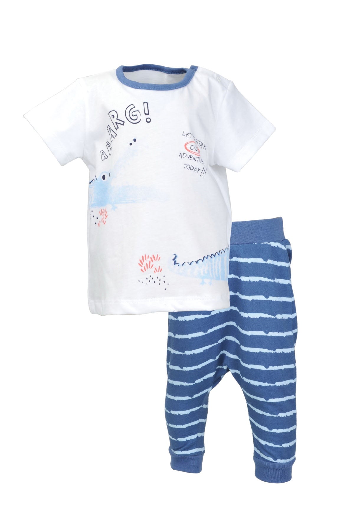 Erkek Bebek Beyaz Croc T-Shirt ve Şalvar Takım (3-24ay)-2