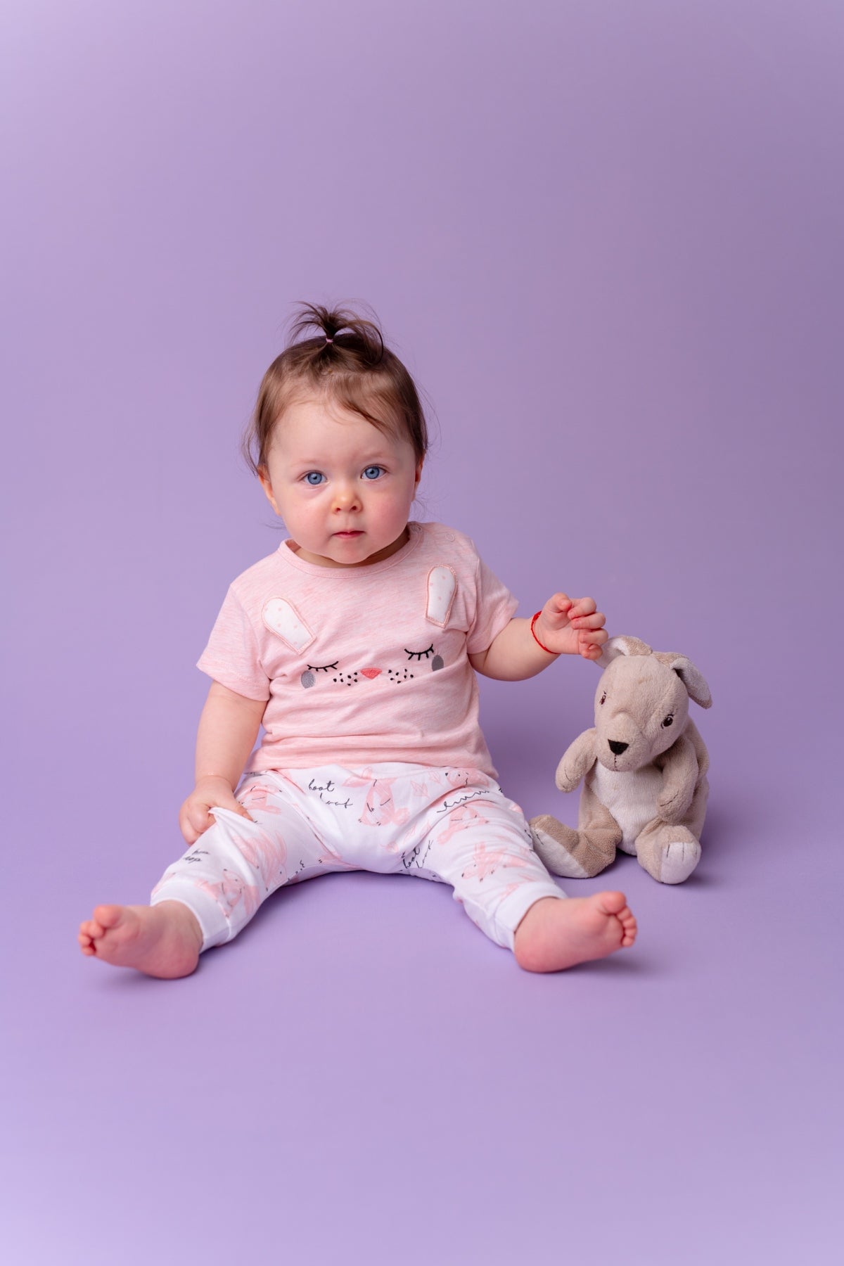Kız Bebek Pembe Bunny Şalvar ve T-Shirt Takım (3-24ay)-0