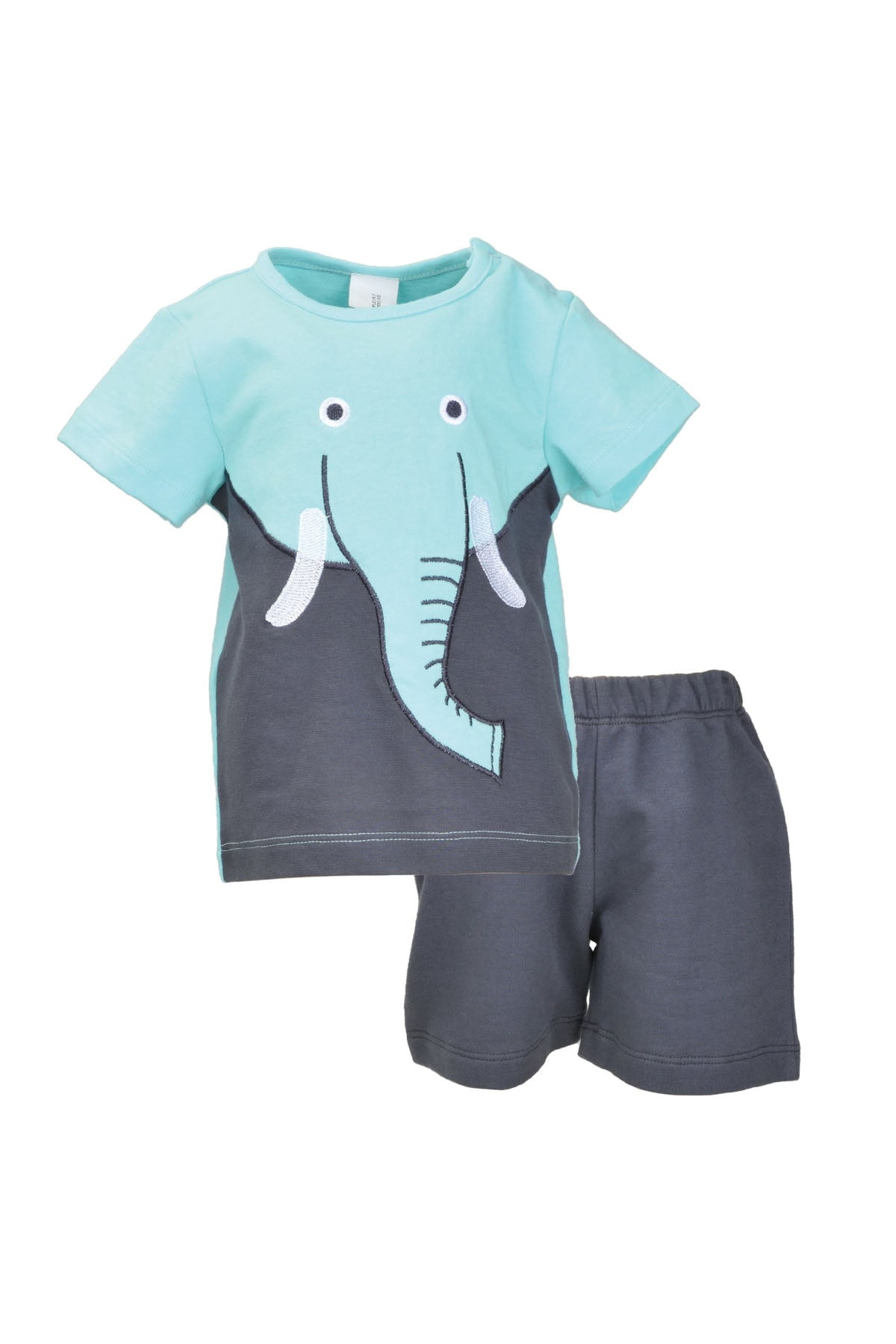 Erkek Bebek Antrasit Elephant T-Shirt ve Şort Takım (3-24ay)-0