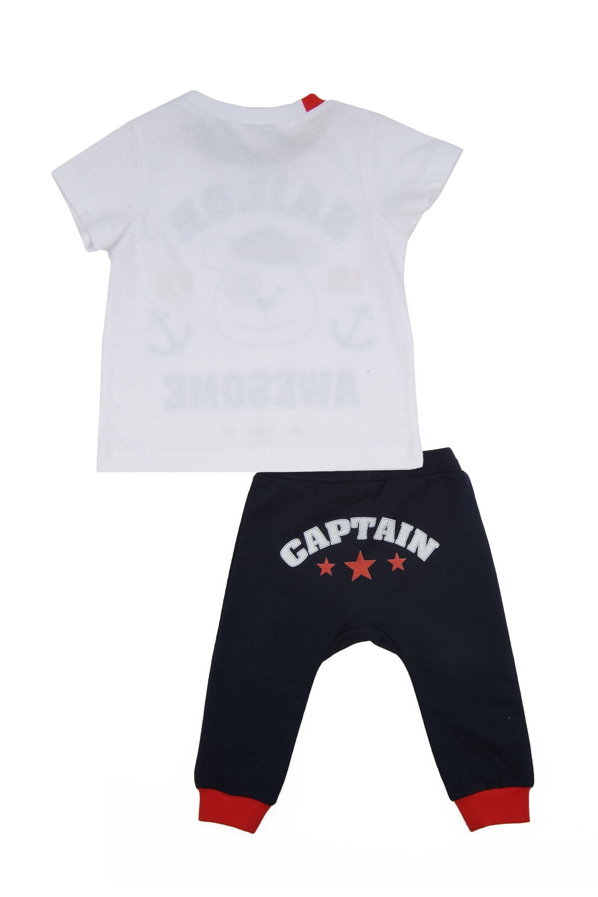 Erkek Bebek Lacivert Sailor Baskılı T-shirt ve Eşofman Altı Takım (3-18ay)-1