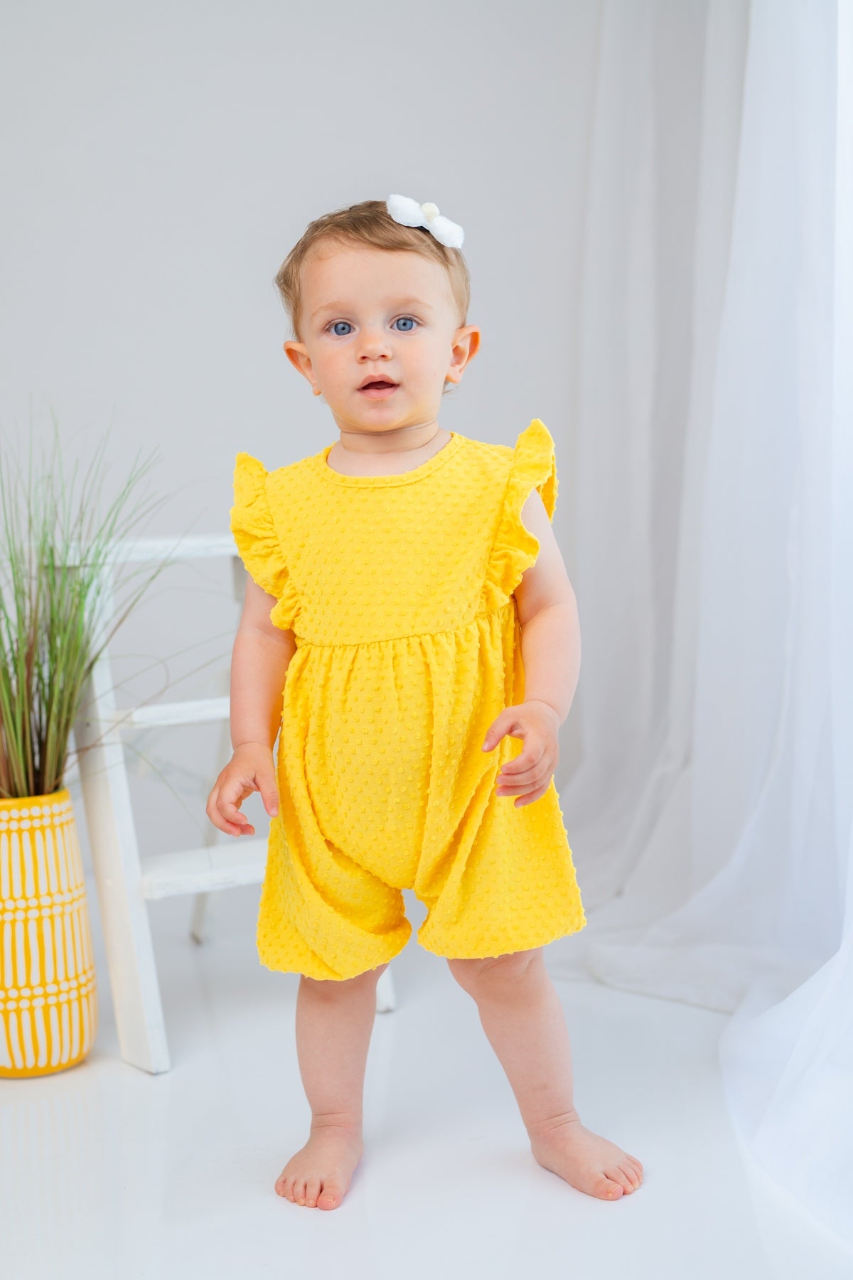 Kız Bebek Sarı Fırfırlı Çıtçıtlı Tulum (3-24ay)-0