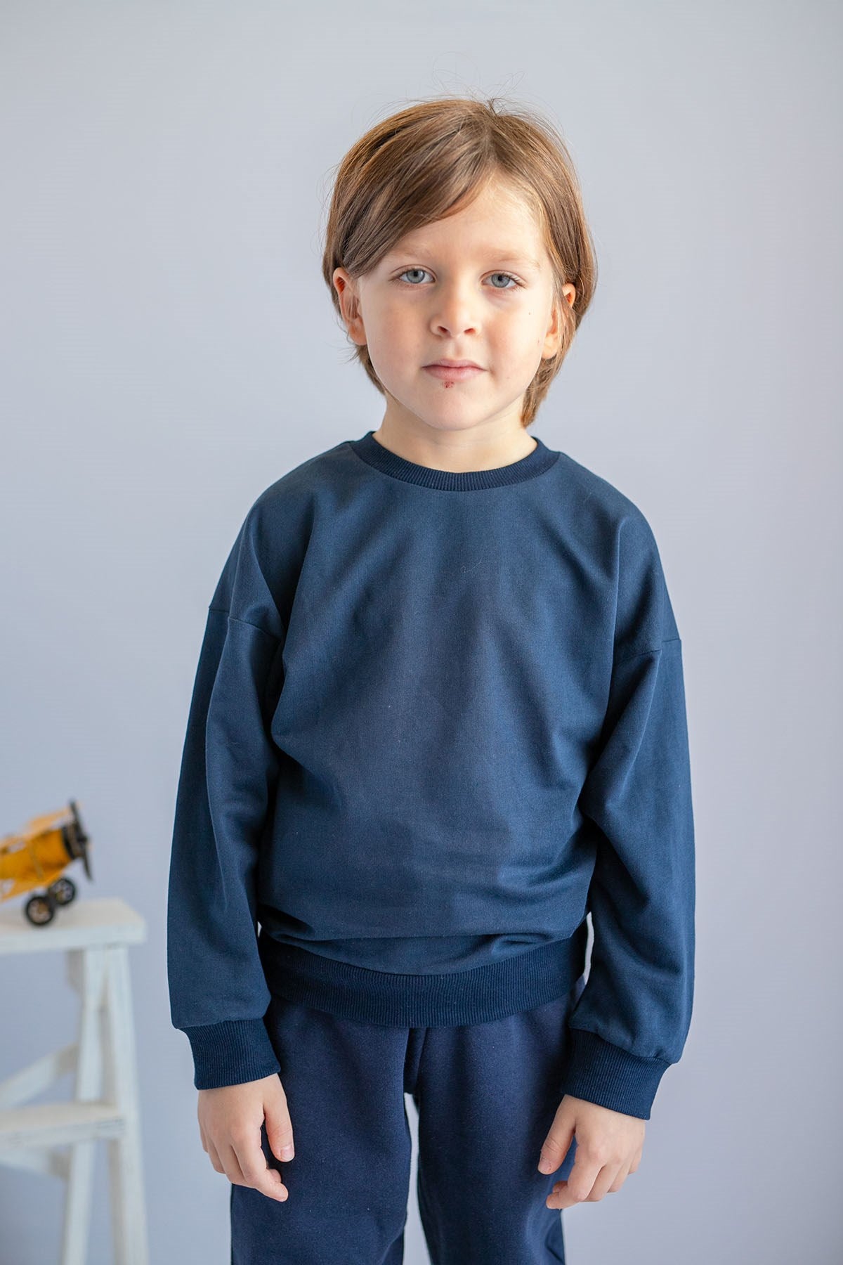 Unisex Çocuk Lacivert Basic Sweatshirt (4-12yaş)-0
